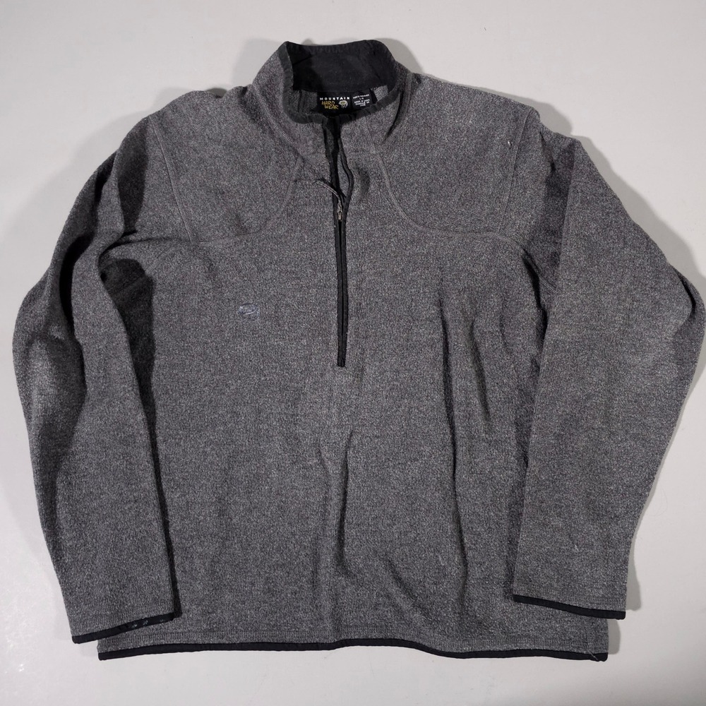 Mountain‎ Hardwear Pullover Mens Large Gray Wool Blend 1/4 Zip OM1540 Outdoor